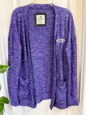 Colosseum Women’s TCU Purple Marled Open Front Cardigan Size Large